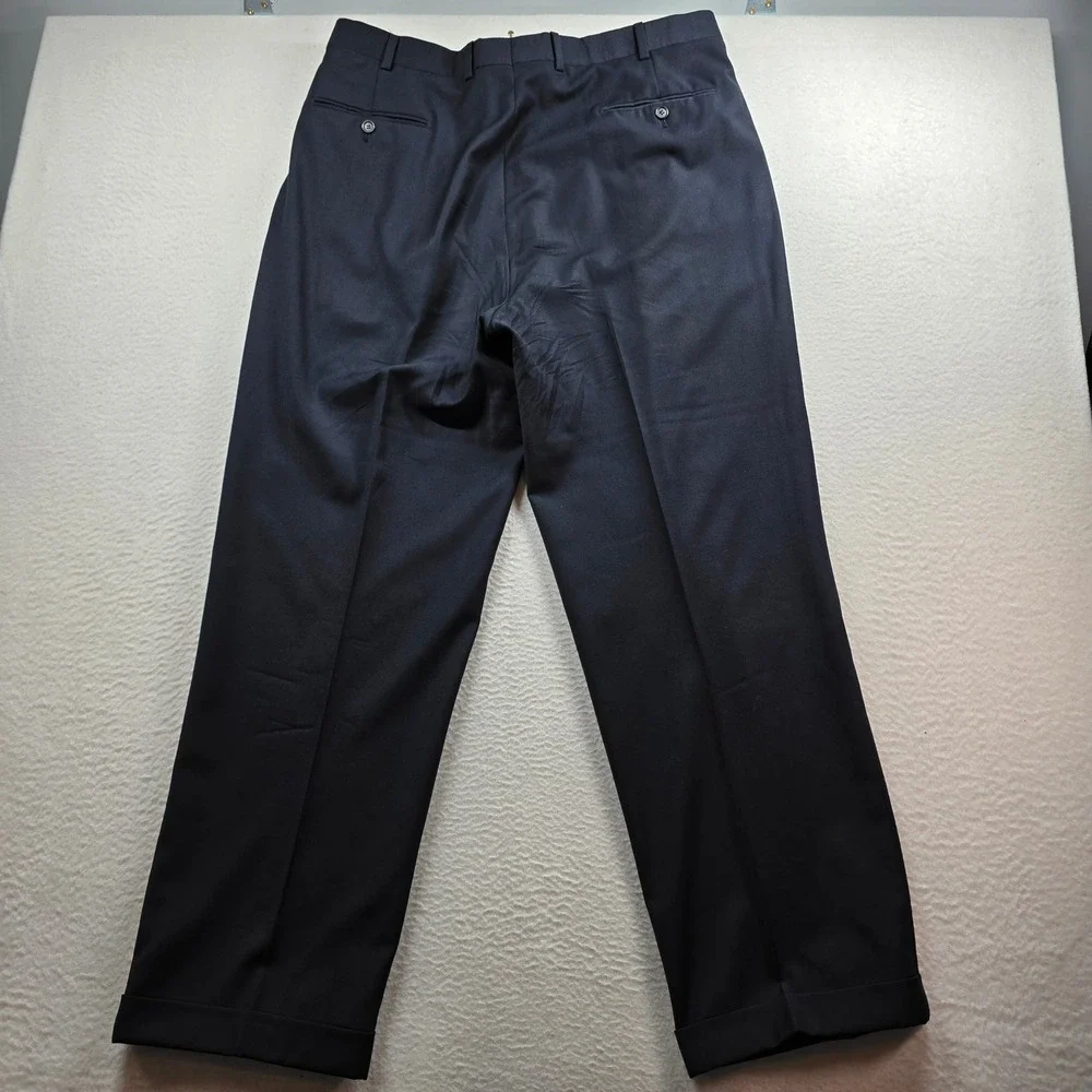Brooks Brothers Dress Pants Men 36x31 Navy Blue Wool Cashmere Pleated Italy